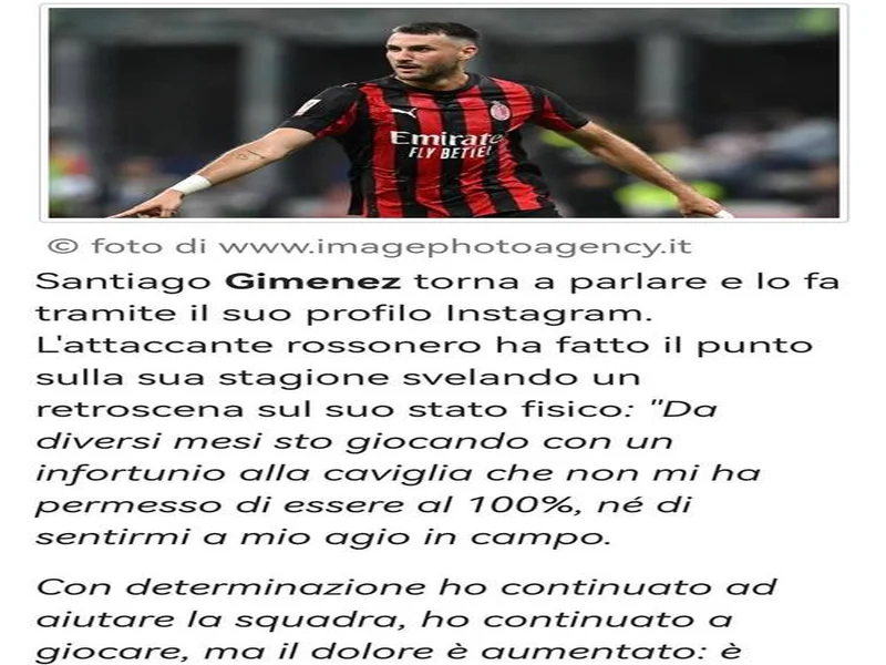 佩杜拉：米兰冬窗需要新中锋，S·希门尼斯目前拒绝所有转会提议